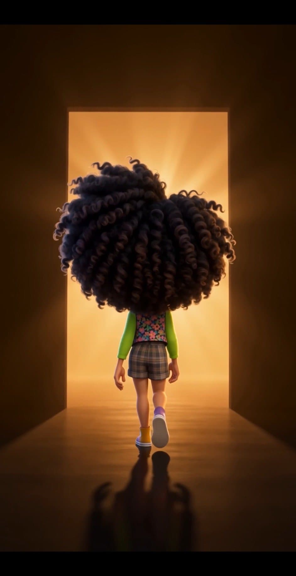 Selah Skye standing in a doorway, her hair glowing with light